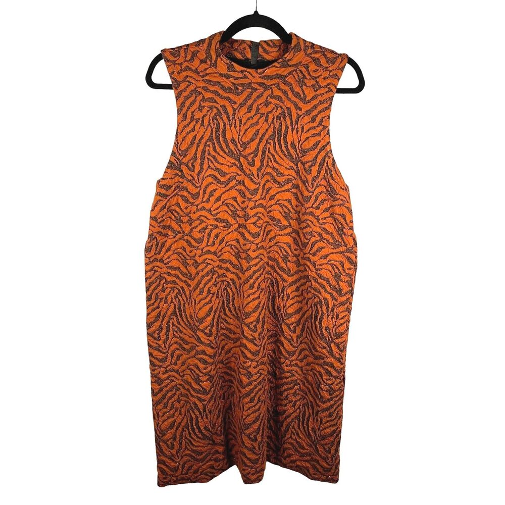 Anthropologie Orange and Black Zebra-Print Mini Dress